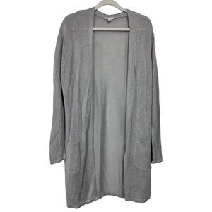 J Jill Long Sleeve Open Front Cardigan Linen Blend Light Gray Wom Size Medium